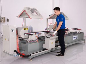 Máy cắt nhôm 2 đầu F55 1 May cat nhom 2 dau mam xoay F55 8 1